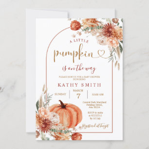 Een beetje pompoen Boho Arch Herfst Flower Baby sh Kaart