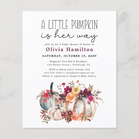 Een beetje pompoen budget Herfst bloemig Baby show (Voorkant)