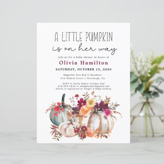 Een beetje pompoen budget Herfst bloemig Baby show (Staand voorkant)