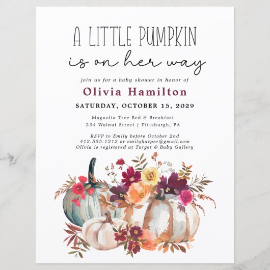 Een beetje pompoen budget Herfst bloemig Baby show (Voorkant)