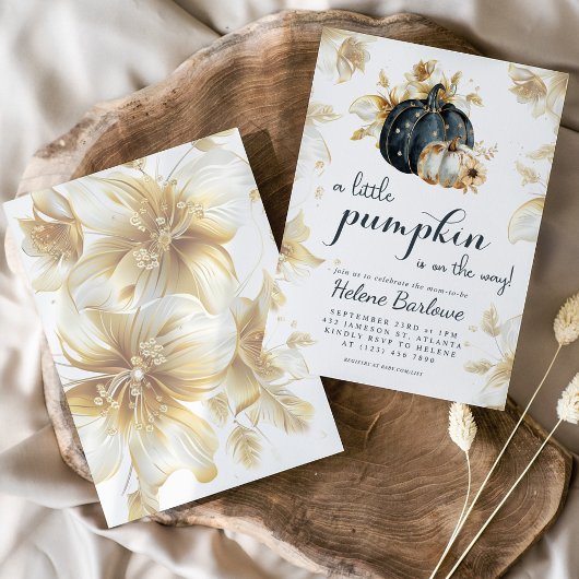 Een beetje pompoen Elegant Floral Baby shower Kaart