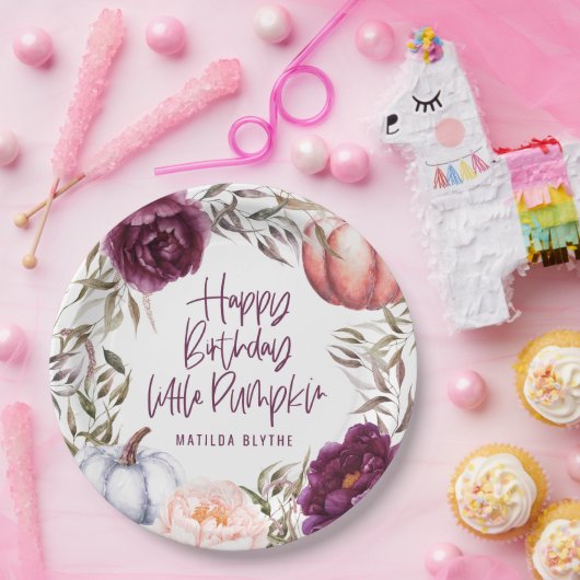 Een beetje pompoen floral herfst verjaardagsfeestj papieren bordje (Feest)