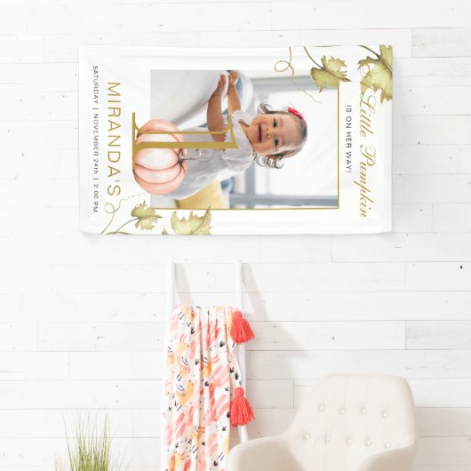 Een beetje pompoen foto eerste verjaardagsfeestje spandoek (Insitu)