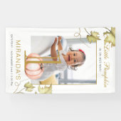 Een beetje pompoen foto eerste verjaardagsfeestje spandoek (Horizontaal)