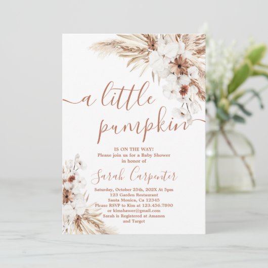 Een beetje pompoen gedroogd floreel Baby Show Uitn Kaart (Staand voorkant)