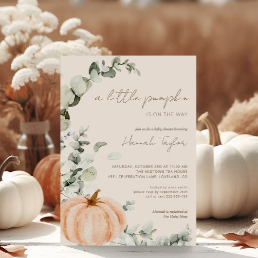 Een beetje pompoen genderneutraal Baby shower Kaart