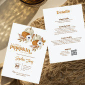 Een beetje pompoen genderneutraal herfst baby show kaart