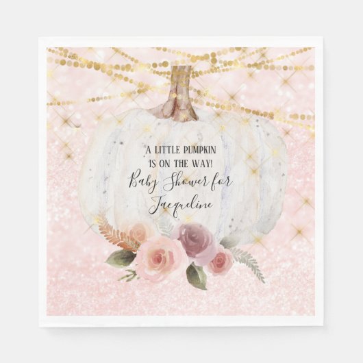 Een beetje pompoen gouden glitter Waterverf bloeme Servet (Voorkant)