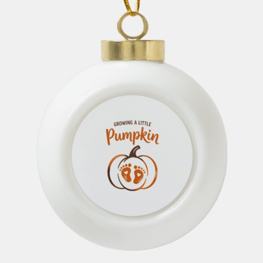 Een beetje pompoen Grappige Herfst Keramische Bal Ornament (Voorkant)