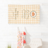 Een beetje pompoen grillige gingham Baby shower Spandoek (Insitu)