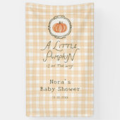 Een beetje pompoen grillige gingham Baby shower Spandoek (Verticaal)