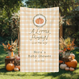Een beetje pompoen grillige gingham Baby shower Spandoek