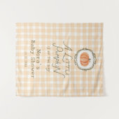 Een beetje pompoen grillige gingham Baby shower Wandkleed (Voorkant (horizontaal))