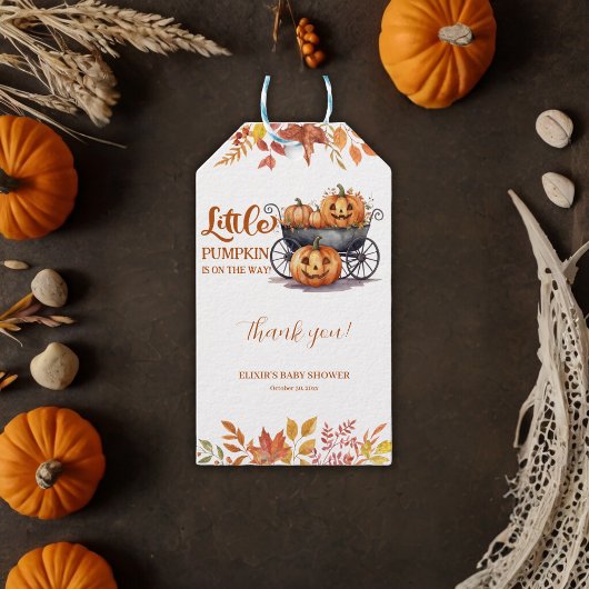 Een beetje pompoen Halloween Herfst Baby shower Cadeaulabel