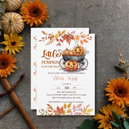 Een beetje pompoen Halloween Herfst Baby shower Kaart