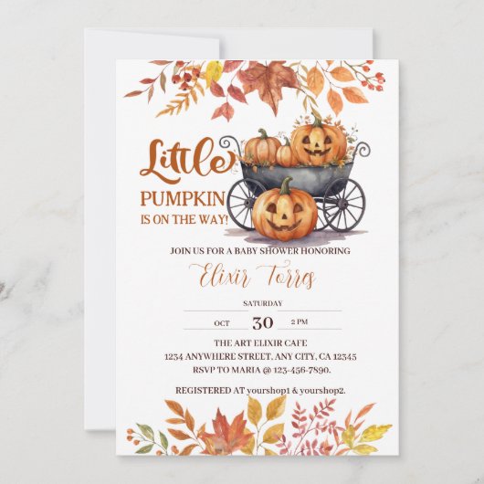 Een beetje pompoen Halloween Herfst Baby shower Kaart (Voorkant)