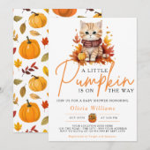 Een beetje pompoen Herfst Autumn Cat Baby shower Kaart (Voorkant / Achterkant)