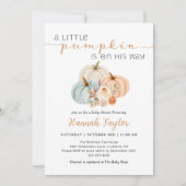 Een beetje pompoen Herfst Baby Boy Shower Uitnodig Kaart (Voorkant)