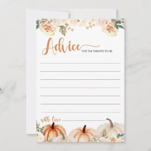Een beetje pompoen Herfst Baby shower advies Kaart (Voorkant)