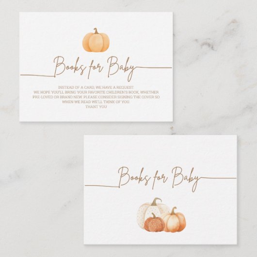 Een beetje pompoen Herfst Baby shower Boek Aanvraa Informatiekaartje (Voorkant / Achterkant)