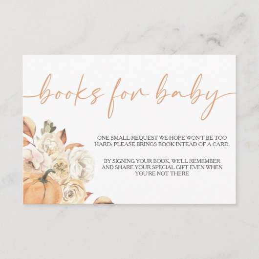 Een beetje pompoen Herfst Baby shower boeken voor  Informatiekaartje (Voorkant)