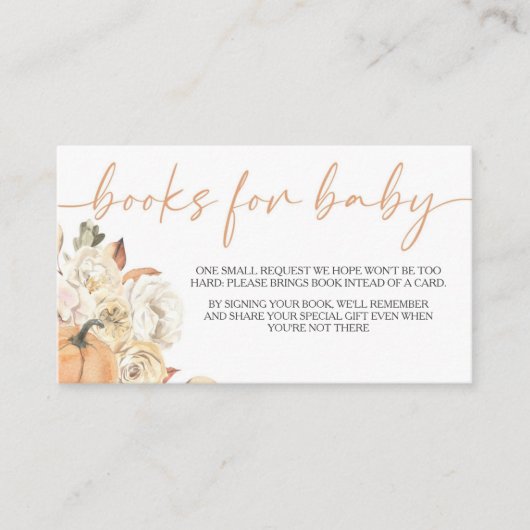 Een beetje pompoen Herfst Baby shower boeken voor  Informatiekaartje (Voorkant)