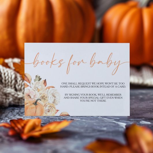 Een beetje pompoen Herfst Baby shower boeken voor Informatiekaartje