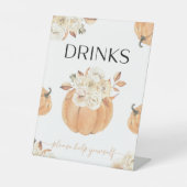 Een beetje pompoen Herfst Baby shower Drinken teke Reclamebord Met Voetstuk (Voorkant)