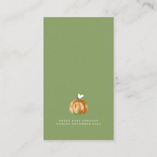Een beetje pompoen Herfst Baby shower Genderneutra Informatiekaartje (Achterkant)