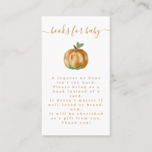 Een beetje pompoen Herfst Baby shower Genderneutra Informatiekaartje (Voorkant)