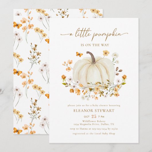 Een beetje pompoen Herfst Baby shower Genderneutra Kaart (Voorkant / Achterkant)