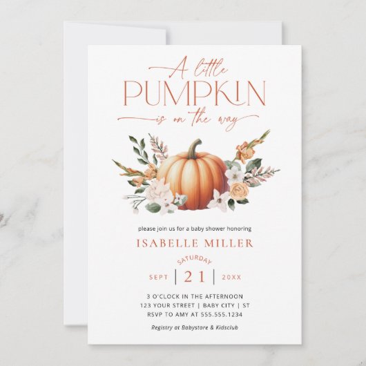 Een beetje pompoen Herfst Baby shower Genderneutra Kaart (Voorkant)