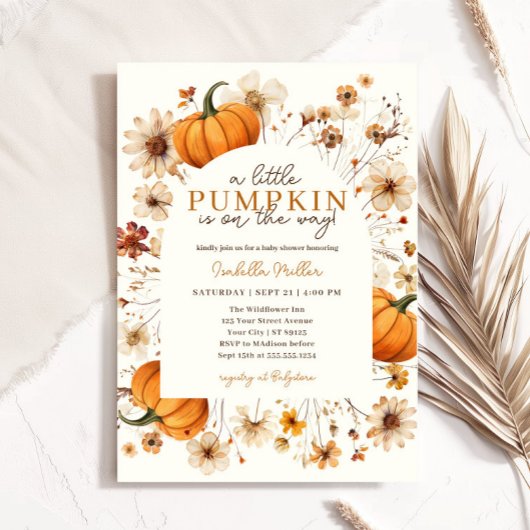 Een beetje pompoen Herfst Baby shower Genderneutra Kaart