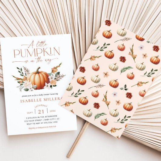 Een beetje pompoen Herfst Baby shower Genderneutra Kaart
