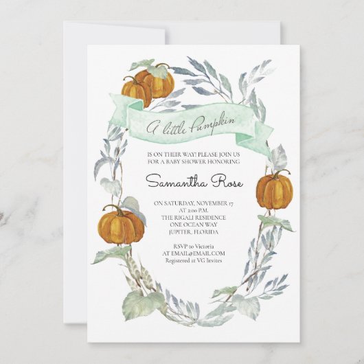 Een beetje pompoen Herfst Baby shower Genderneutra Kaart (Voorkant)