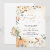 Een beetje pompoen Herfst Baby shower Genderneutra Kaart (Voorkant / Achterkant)