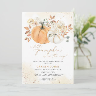 Een beetje pompoen Herfst Baby shower Genderneutra Kaart