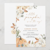 Een beetje pompoen Herfst Baby shower Genderneutra Kaart (Voorkant / Achterkant)