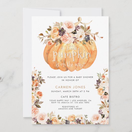 Een beetje pompoen Herfst Baby shower Genderneutra Kaart (Voorkant)