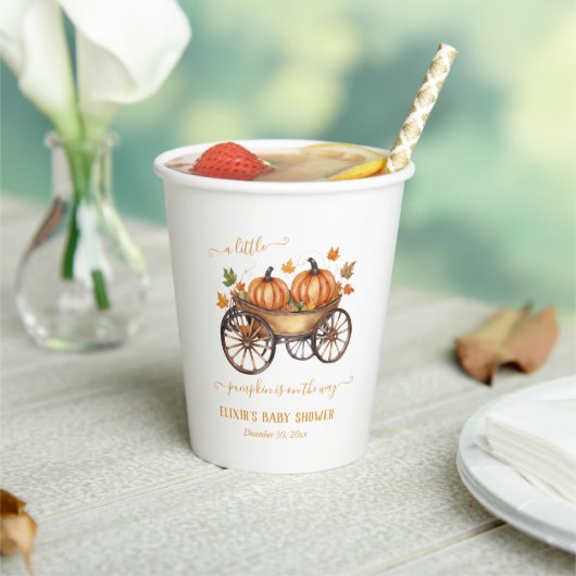Een beetje pompoen Herfst Baby shower Genderneutra Papieren Bekers (Insitu)