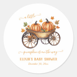 Een beetje pompoen Herfst Baby shower Genderneutra Ronde Sticker