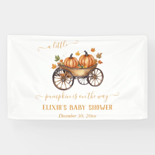 Een beetje pompoen Herfst Baby shower genderneutra Spandoek (Horizontaal)