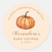 Een beetje pompoen Herfst Baby shower gunst Ronde Sticker (Voorkant)