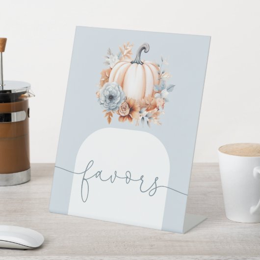 Een beetje pompoen Herfst Baby shower gunsten Reclamebord Met Voetstuk (Insitu)