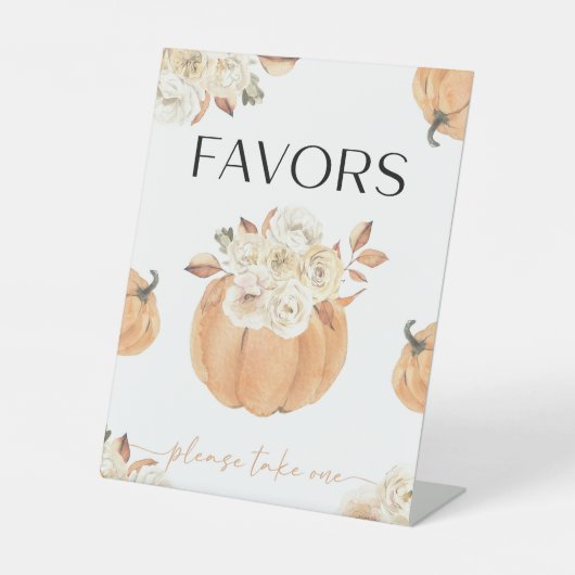 Een beetje pompoen Herfst Baby shower gunsten Reclamebord Met Voetstuk (Voorkant)