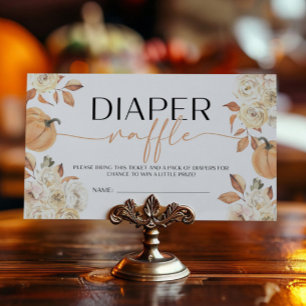 Een beetje Pompoen Herfst Baby shower Luier Raffle Informatiekaartje