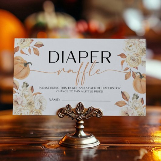 Een beetje Pompoen Herfst Baby shower Luier Raffle Informatiekaartje