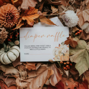 Een beetje Pompoen Herfst Baby shower Luier Raffle Informatiekaartje