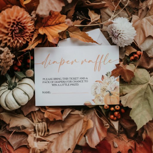 Een beetje Pompoen Herfst Baby shower Luier Raffle Informatiekaartje
