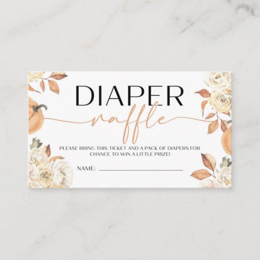 Een beetje Pompoen Herfst Baby shower Luier Raffle Informatiekaartje (Voorkant)